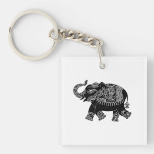 Floral Mehedi Elephant Key Ring