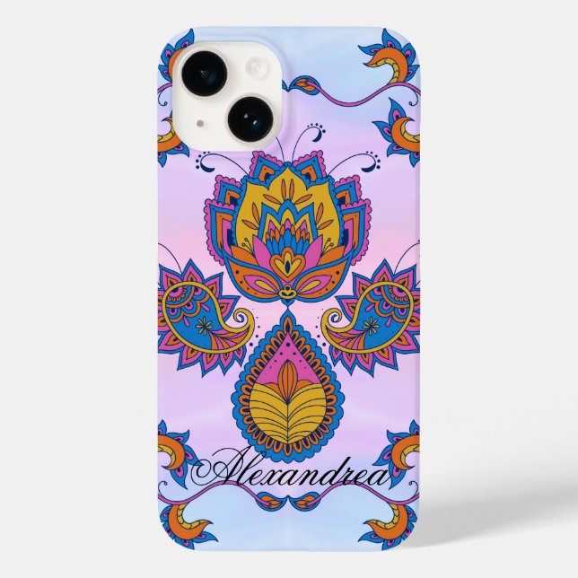 Floral Mehndi Art, Blue Bliss Case-Mate iPhone Case (Back)