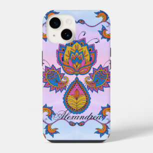 Floral Mehndi Art, Blue Bliss iPhone 14 Case