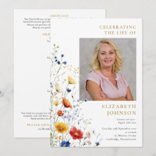 Floral Memorial Funeral Order Of Service Program