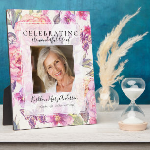 Floral Memorial Photo Tribute Plaque