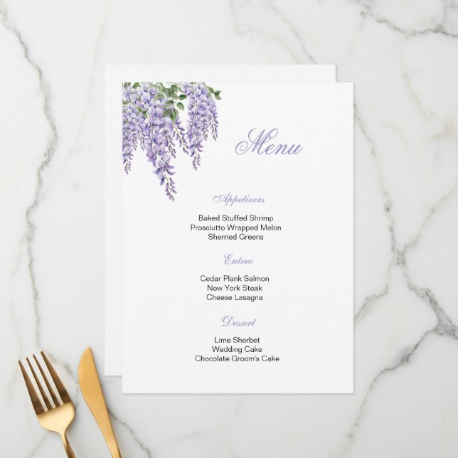 Floral Menu Card (Front/Back In Situ)