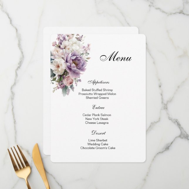 Floral Menu Card (Front/Back In Situ)