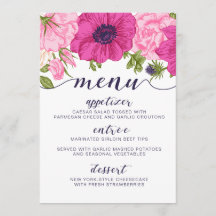 Floral Menu // Wedding, Bridal Shower, Baby Shower