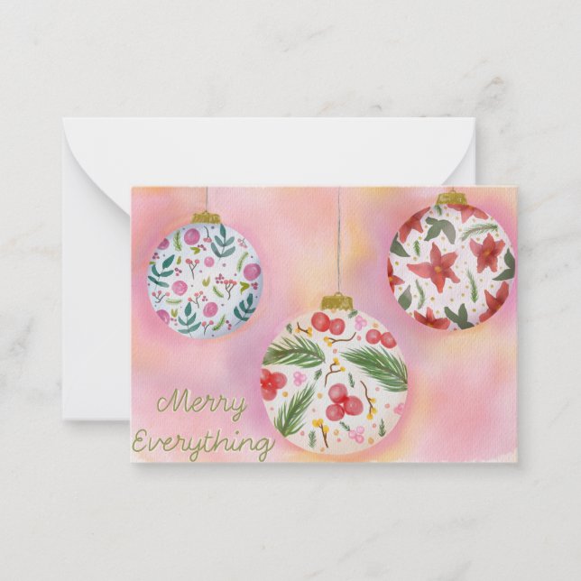 Floral Merry Baubles Card (Front)
