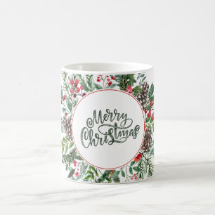 Floral Merry Christmas Coffee Mug