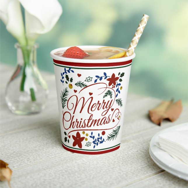Floral Merry Christmas   Paper Cups (Insitu)