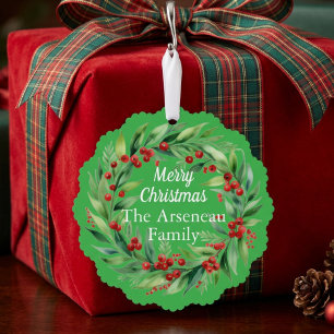Floral Merry Christmas Personalise Tree Decoration Card