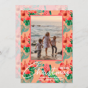 Floral Merry Christmas Photo Holiday Card