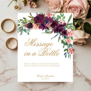 Floral Message In A Bottle Sign Wedding Guest Book