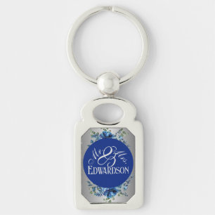 Floral & Metalic Silver Flourish Keychain