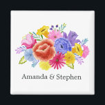 Floral Mexican Fiesta Wedding Magnet<br><div class="desc">Fiesta wedding favours designed to be quickly and easily customised to your event specifics. Should your names look a bit off-centred when entered,  "Click to customise further" (the blue link at the bottom of "Personalise this template") to easily adjust in the design area.</div>