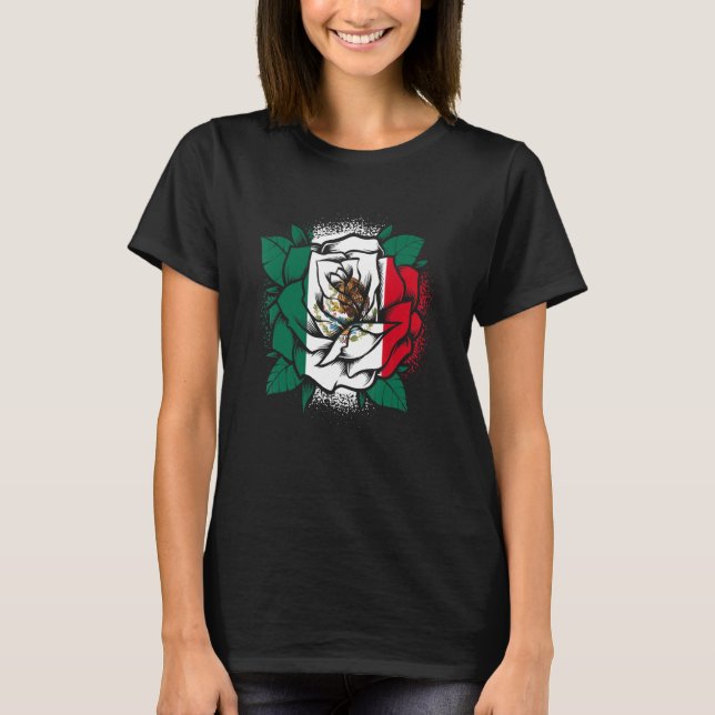 Floral Mexicana Mexican Pride Mexico Flag Latina R T-Shirt (Front)