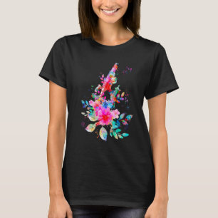 Floral Microscope Medical Laboratory Tools Microbi T-Shirt