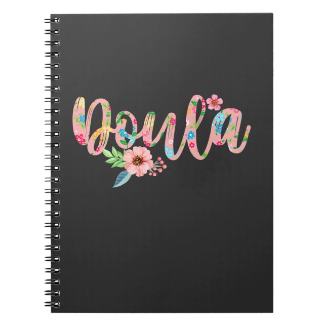 Floral Midwife Flower Cute Baby Birth Doula Notebook (Front)