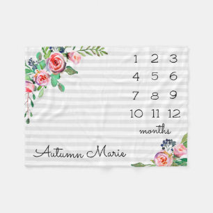 Floral Milestone Baby Blanket