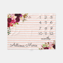 Floral Milestone Baby Blanket