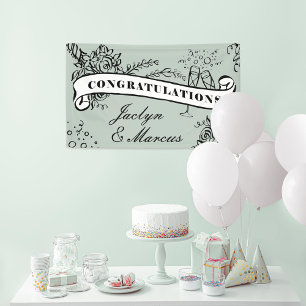 Floral Milestone Champagne Congratulations Banner