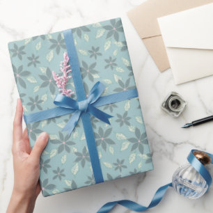 Floral Mille Fleurs Flower Pattern Blue Wrapping Paper