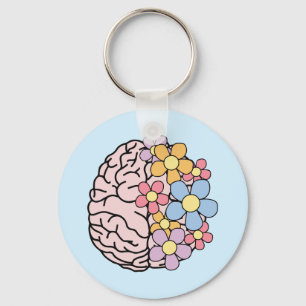Floral Mind Brain Key Ring