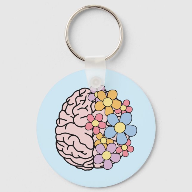 Floral Mind Brain Key Ring (Front)