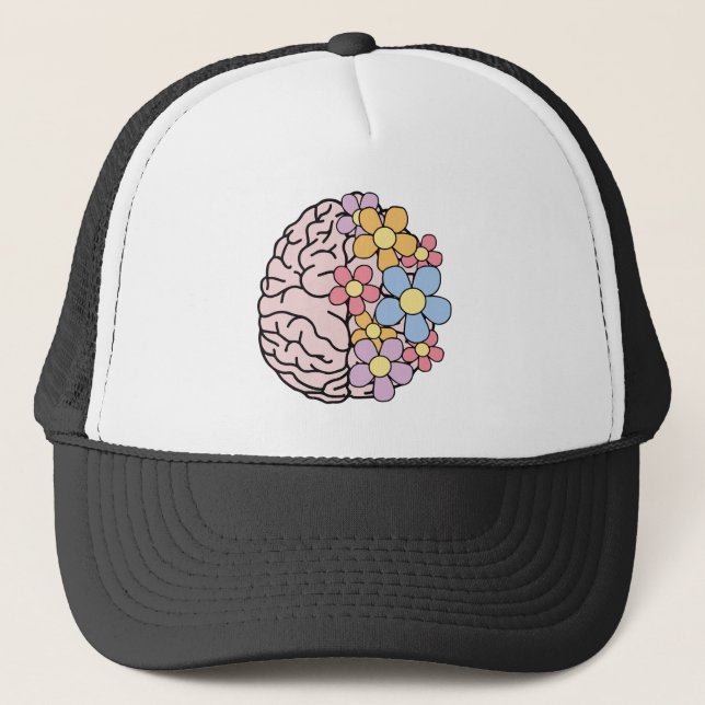 Floral Mind Brain Trucker Hat (Front)