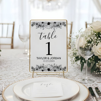 Floral Minimalist Botanical Wedding Table Number