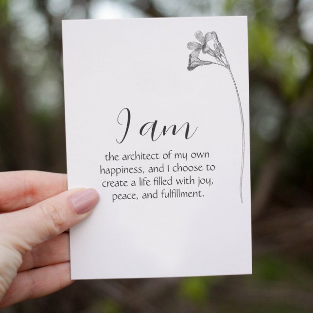 Floral Minimalist Customisable Affirmation Card  (Creator Uploaded)