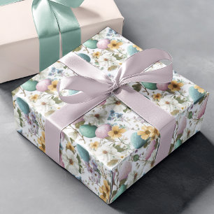 Floral Minimalist Eggs Easter Wrapping Paper