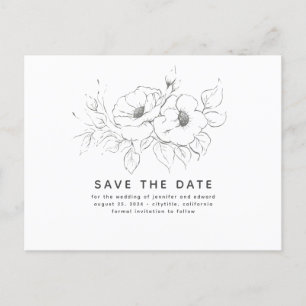 Floral Minimalist Elegant Save the Date Announcement Postcard