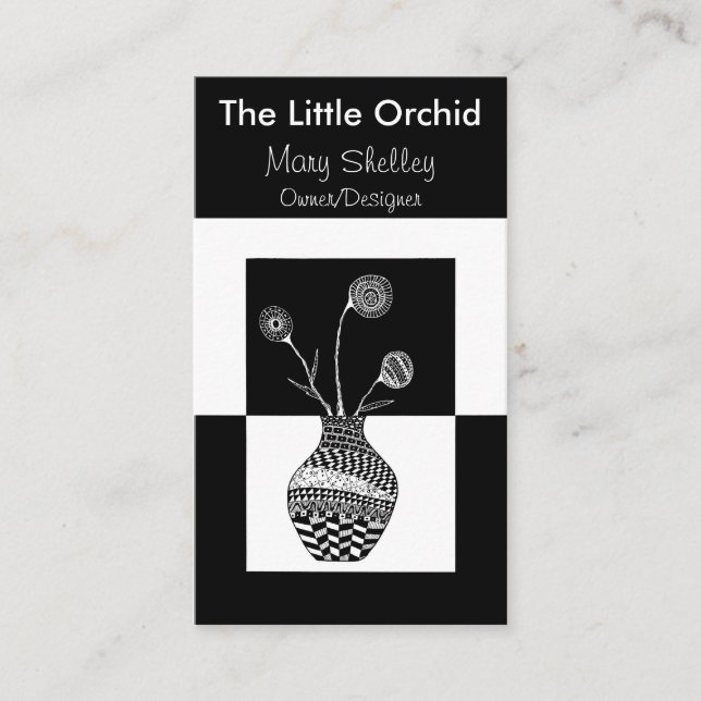 Floral Minimalist Flowers in a Vase  Business Card (Front)