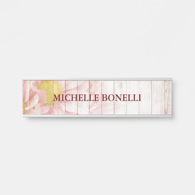 Floral Minimalist Plain Modern Door Sign (Front)