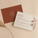 Floral Minimalist Terracotta Burnt Orange Wedding Enclosure Card<br><div class="desc">Floral Minimalist Terracotta Burnt Orange Wedding Enclosure Card. Monogram at the back.</div>