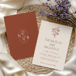 Floral Minimalist Terracotta Burnt Orange Wedding Invitation<br><div class="desc">Floral Minimalist Terracotta Burnt Orange Wedding Invitation. Easily personalise by replacing each info. Make sure to check the preview before adding to cart.</div>