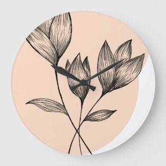 Floral minimalistic large clock