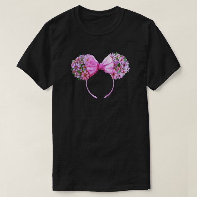 Floral Minnie Ears Watercolor  T-Shirt (Design Front)