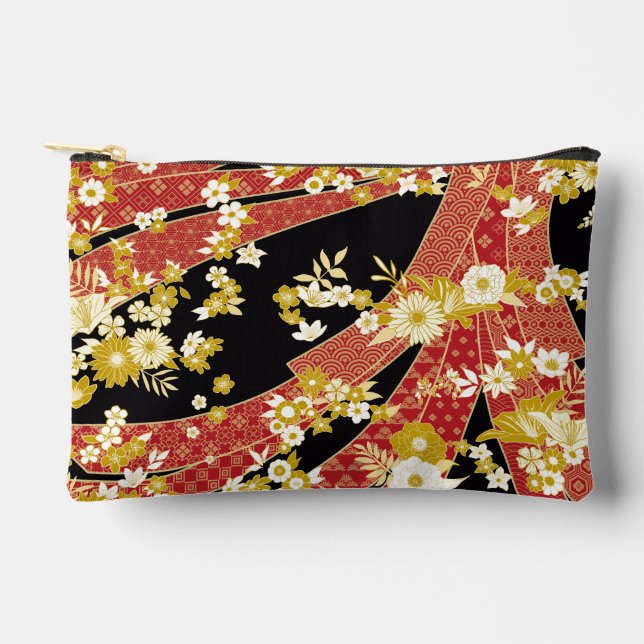 Floral Mix Kimono Pattern Accessory Pouch (Front)