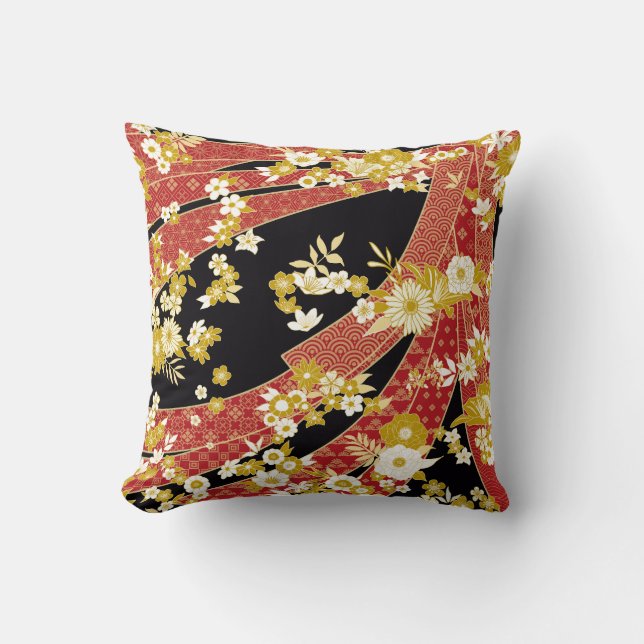 Floral Mix Kimono Pattern Cushion (Front)