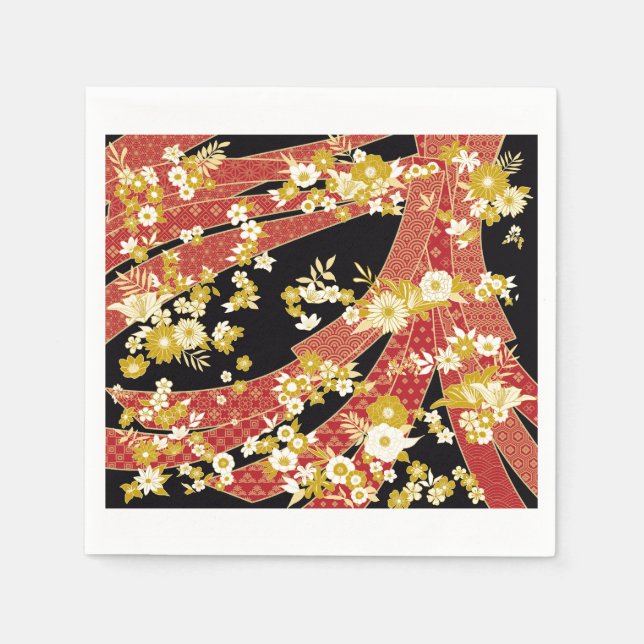 Floral Mix Kimono Pattern Napkin (Front)