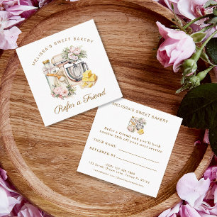 Floral Mixer Bakery Cooking Refer a Friend Referral Card