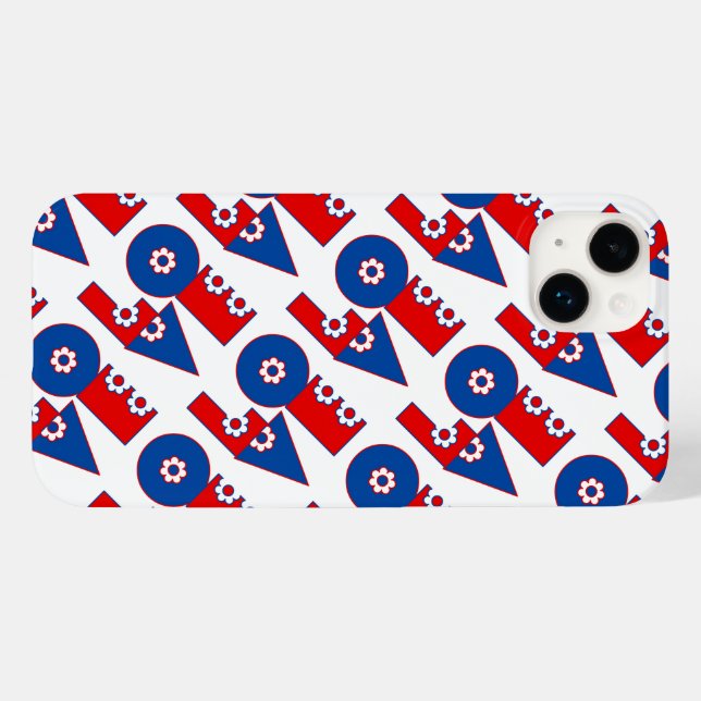 Floral Mod Patriotic LOVE Square Case-Mate iPhone Case (Back (Horizontal))