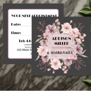 Floral, Modern, beauty salon Appointment Card