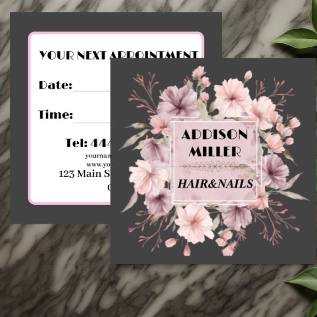 Floral, Modern, beauty salon Appointment Card (Creator Uploaded)