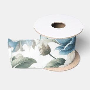 Floral modern blue girly elegant stylish satin ribbon