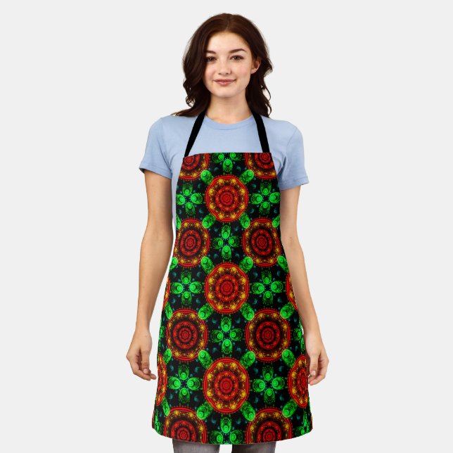 Floral Modern Boho Elegant Abstract Pattern #504 Apron (Worn)