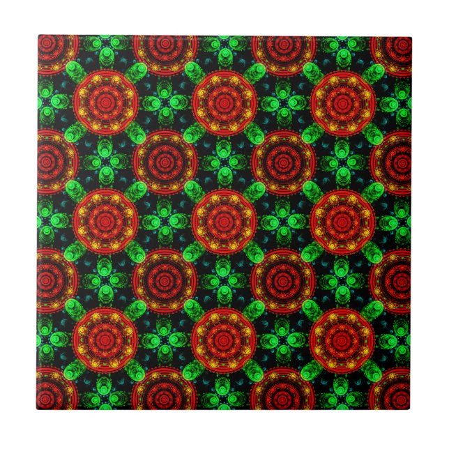 Floral Modern Boho Elegant Abstract Pattern #504 Ceramic Tile (Front)