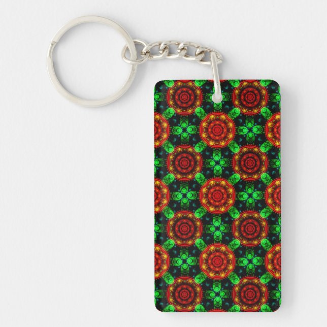 Floral Modern Boho Elegant Abstract Pattern #504 Key Ring (Front)