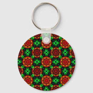 Floral Modern Boho Elegant Abstract Pattern #504 Key Ring
