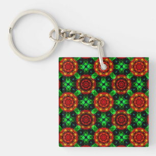 Floral Modern Boho Elegant Abstract Pattern #504 Key Ring