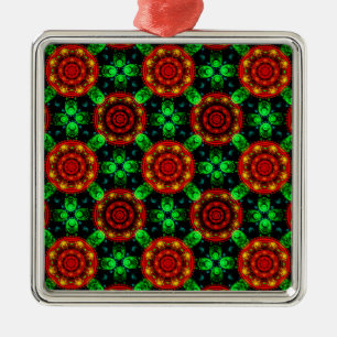 Floral Modern Boho Elegant Abstract Pattern #504 Metal Ornament